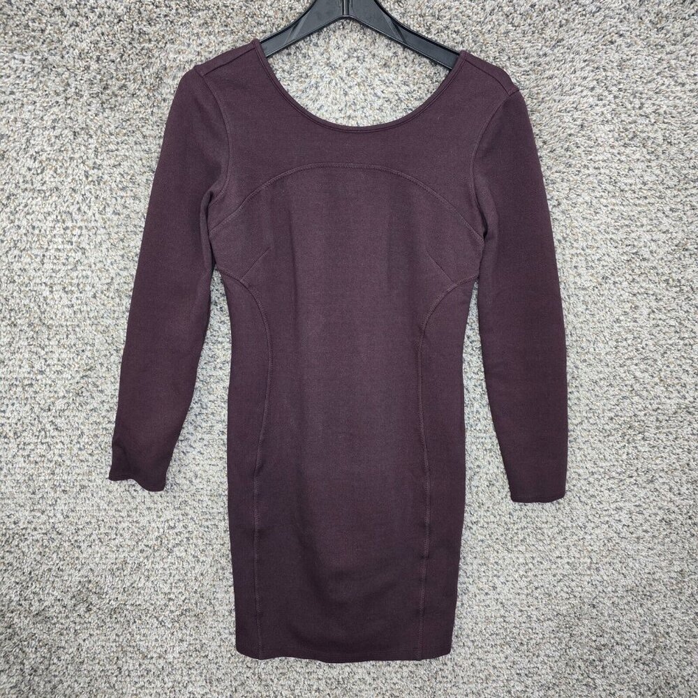 Athleta Dress Womens Small Purple Bodycon Zip Scoop Neck Fitted Stretch Ladies